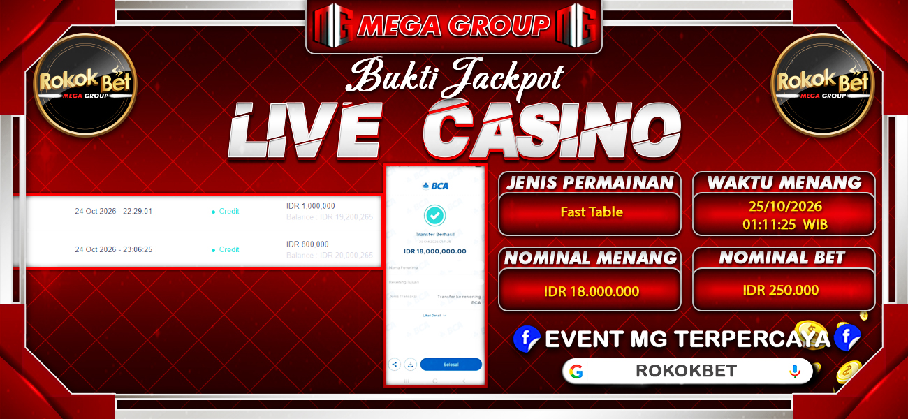 Bukti JP situs Rokokbet hari Minggu, 25 Oktober 2026