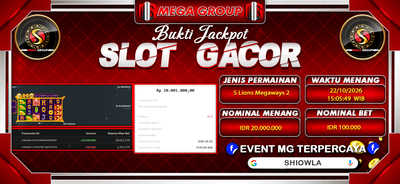 Bukti JP situs Shiowla hari Kamis, 22 Oktober 2026