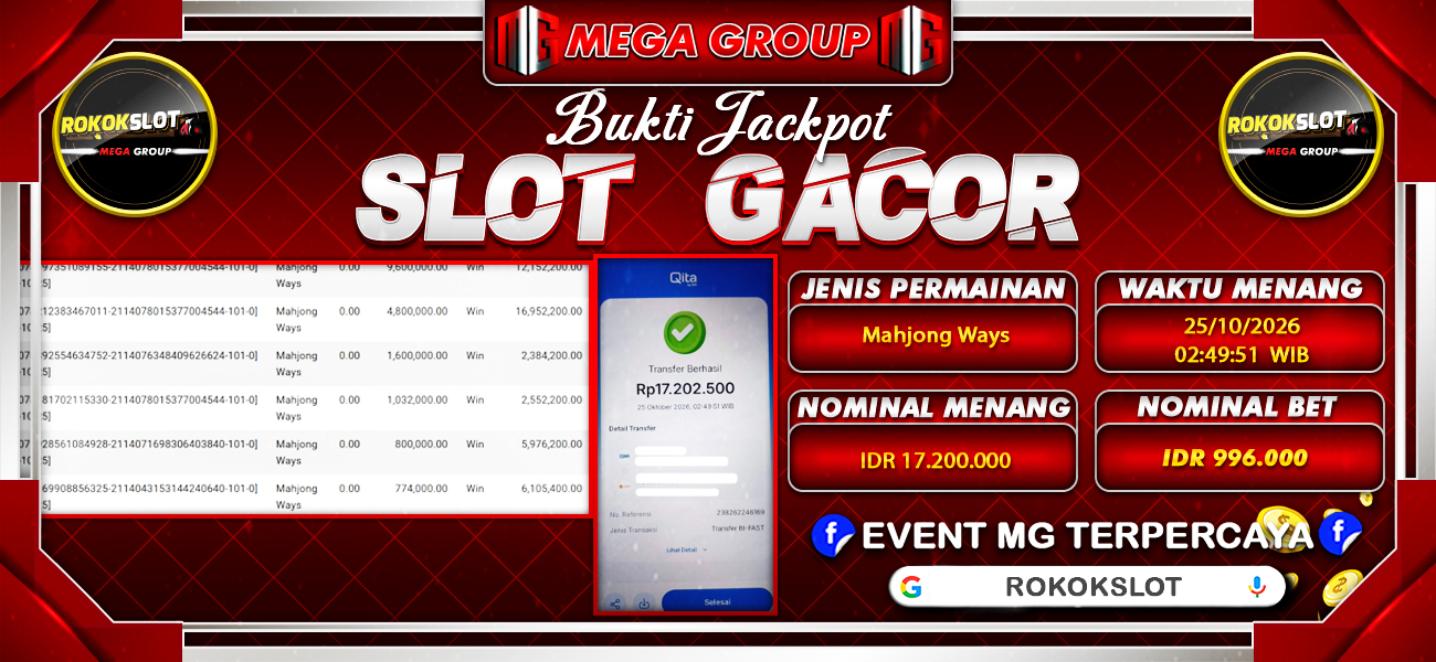 Bukti JP situs Rokokslot hari Minggu, 25 Oktober 2026