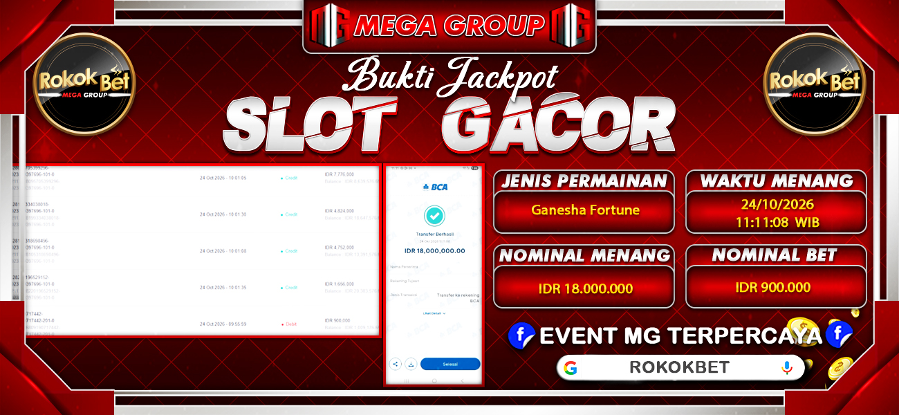 Bukti JP situs Rokokbet hari Sabtu, 24 Oktober 2026