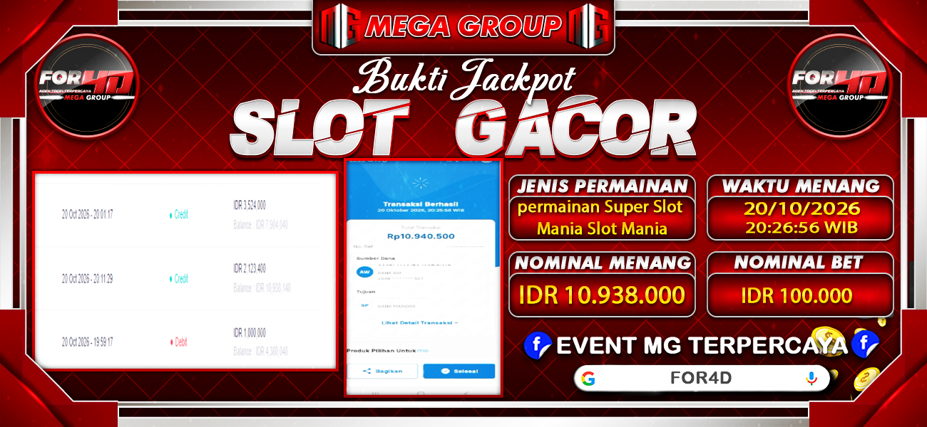 Bukti JP situs For4D hari Selasa, 20 Oktober 2026
