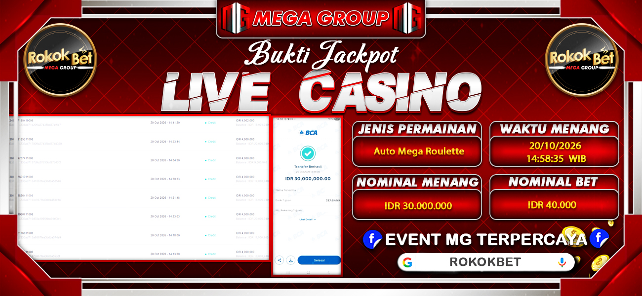 Bukti JP situs Rokokbet hari Selasa, 20 Oktober 2026